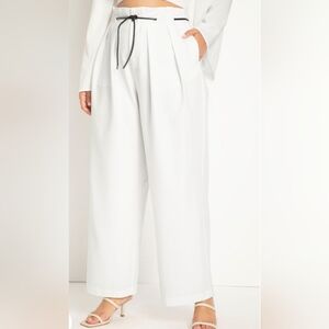 Eloquii White Tie Detail Wide Leg Pants sz 26